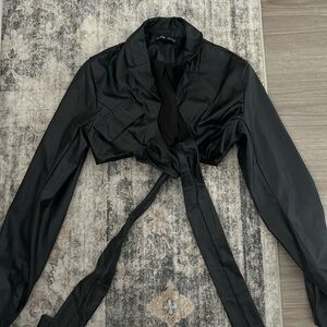 SHEIN Black leather Crop Top
